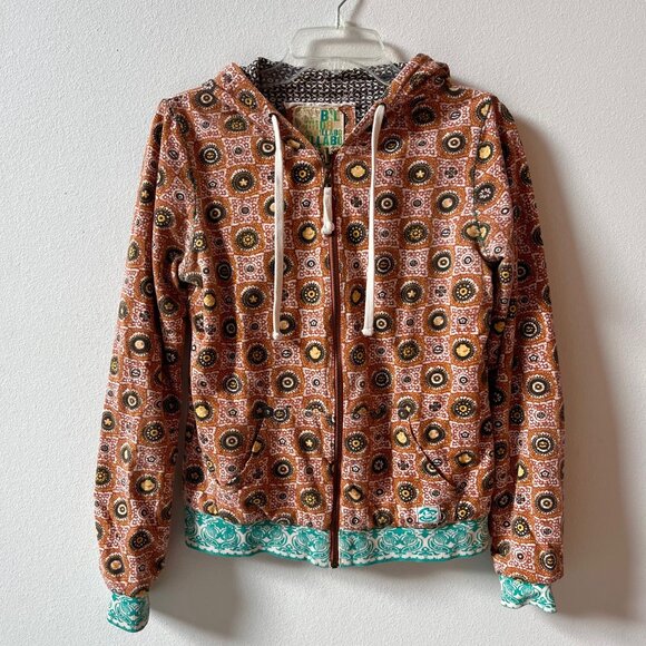 Billabong Reversible Retro Bohemian Multicolored Cotton Hoodie Jacket Large - Picture 14 of 16